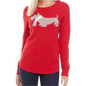 Kim Rogers Red Knit Scottie Dog Sweater Size Small